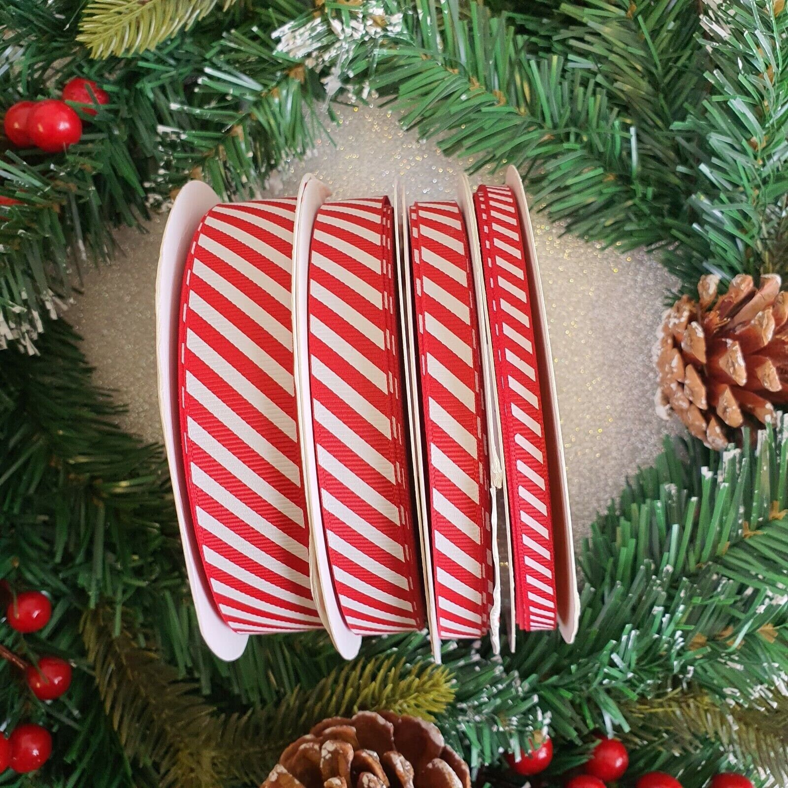 Elegant grosgrain shoelaces Pair of Grosgrain Candy Cane striped Ribbon Christmas shoelaces Red shoelaces 5/8"  Shoelaces Shoes Insoles & Accessories Shoelaces 