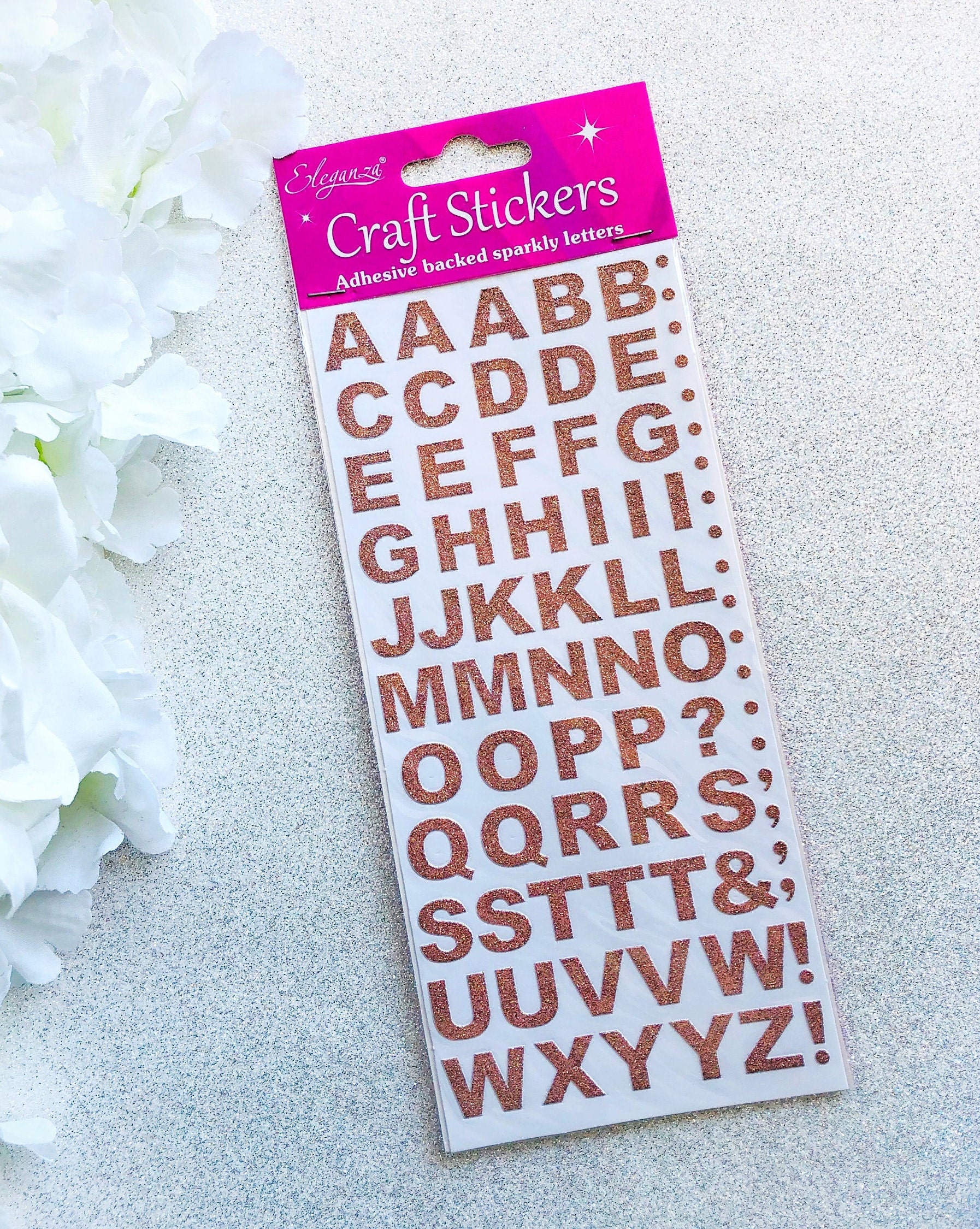 Scrapbook Letter Stickers Mini Gold Self Adhesive Alphabet Number Letters  For Gift Card School Projects