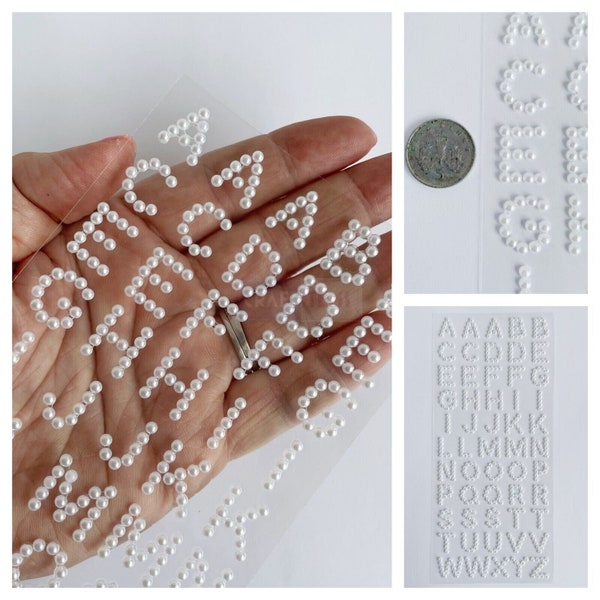 White Pearl Alphabet Letters / Number Sticker Sheet For Card Making Craft