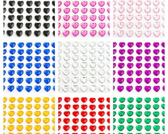 Heart Sticker Sheet 100 x 6mm Diamante Stick On Crystal Gems For Card Making Scrapook Craft