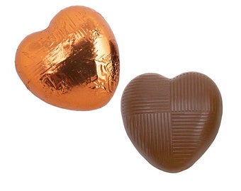 Chocolate Wedding Favours Belgian Chocolate Copper Orange Foil Wrapped Heart Chocolates Gift Box Chocolates Without Gift Wrap