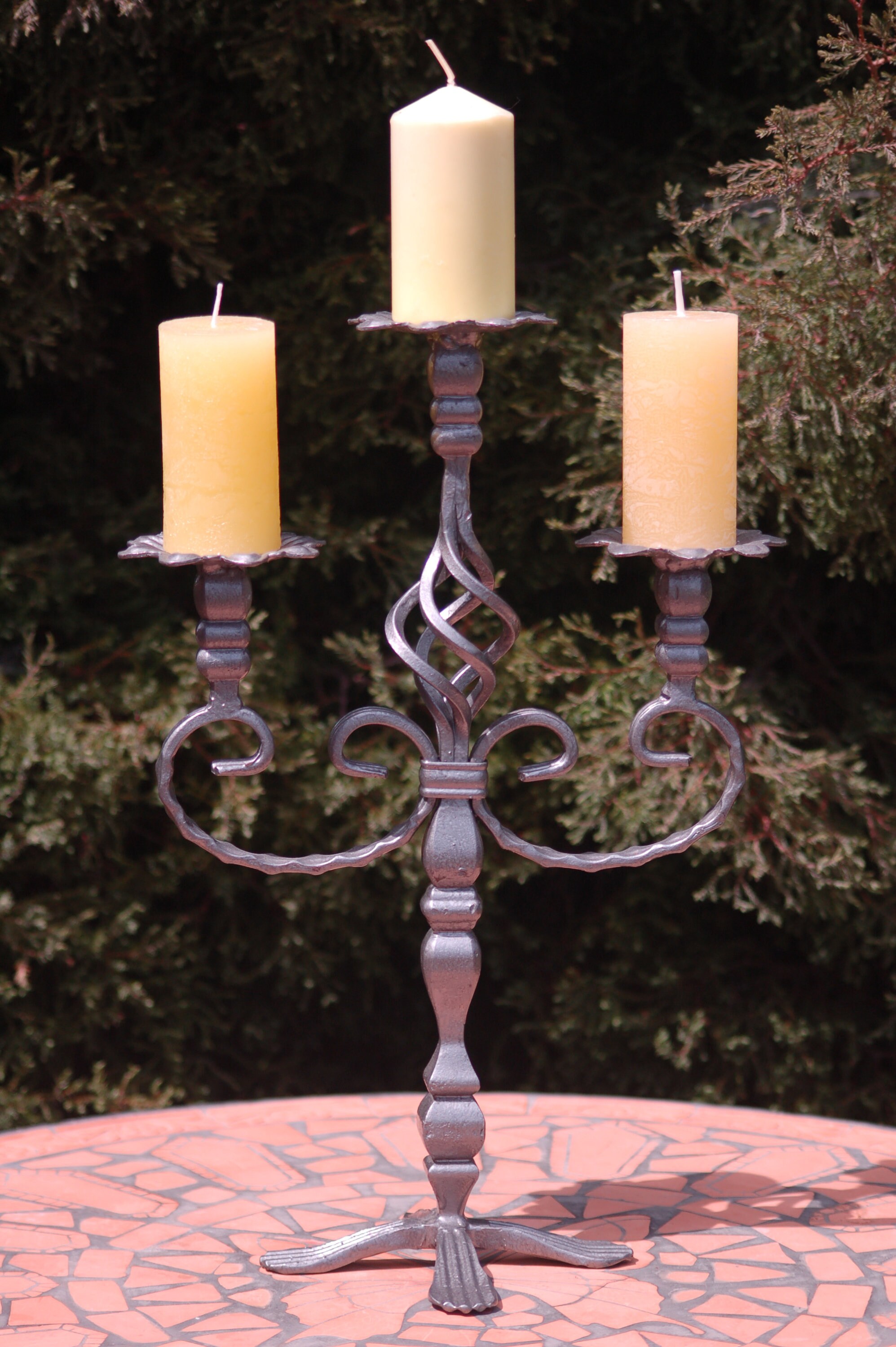 Candle triple holder candelabra iron gift hand made Etsy