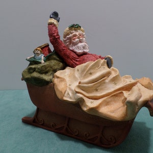 Vintage Hallmark The Journey Begins Sculpted by Duane Unruh Santa in Sleigh 1987 No. 6553/17350