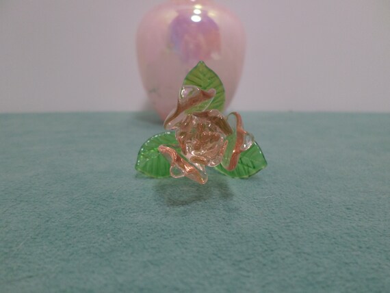 Vintage Glass Perfume Bottle Pink Iridescent Glas… - image 3