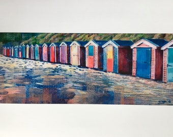 Saunton Sands, Beach Huts, Reproduction Art Print, Art print, Wall Art, A3 Archival Photo Paper