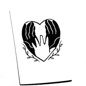 Arty Heart Cards - Hold My Hand, Tarjeta de felicitación, Impresión Lino, linograbado, hecho a mano
