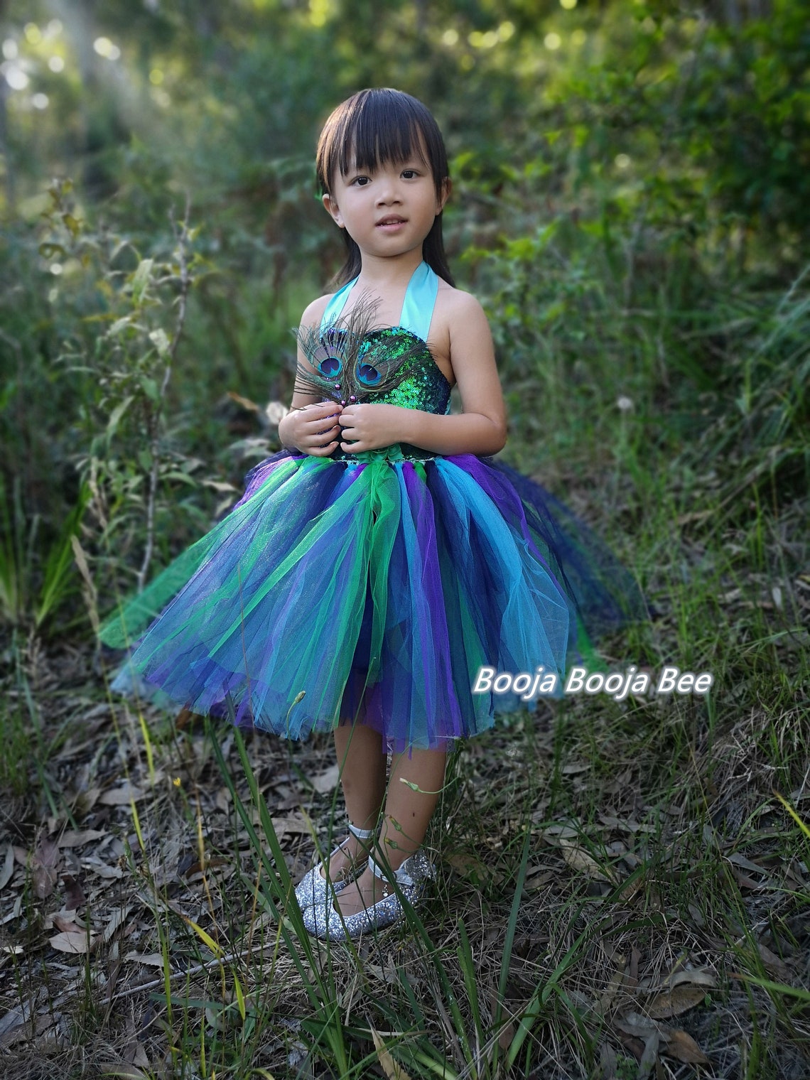 Luxury Girl sequins Peacock tutu dress with hair accessories image 1