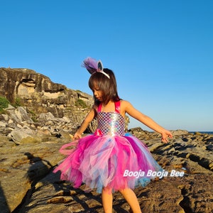Mermaid pink tutu dress, fish scales mermaid dress, under the sea party, mermaid theme party, water plash party, girls summer dress