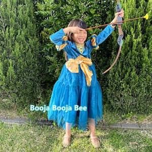 新作 ブレイブ メリダ姫 ドレス 長袖ワンピース ＋ ウィッグ メリダドレスガールブレイブ漫画コスプレ衣装子供ファンタジー