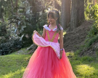 Aurora Pink Sleeping Beauty Princess tutu dress, Girls Pink party themed wear, Pageant dress, Movie cosplay dress