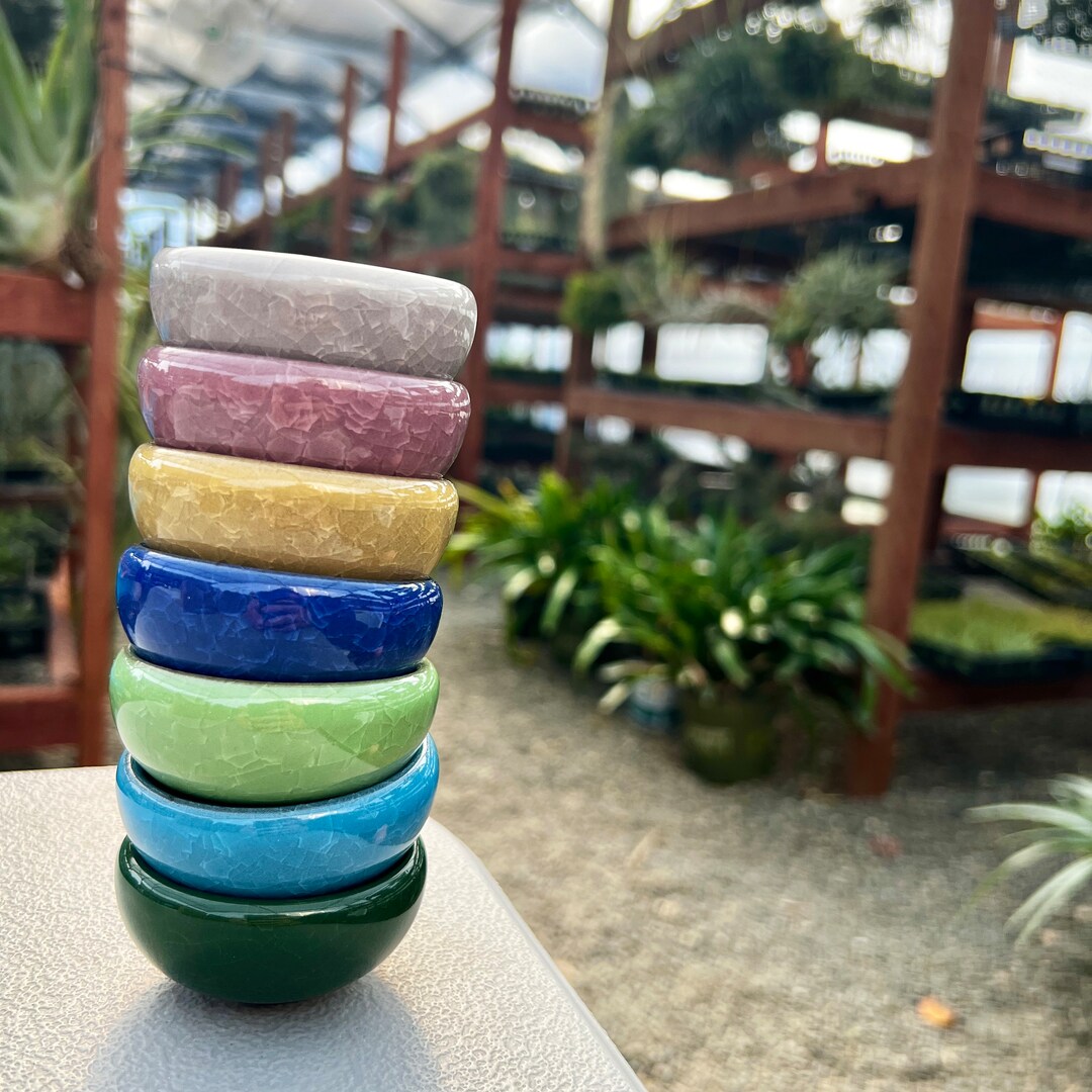 Ice Glazed Ceramic Mini Pots for Air Plants / Succulents / Cacti / Moss