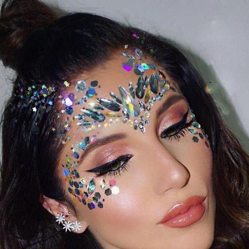 Rhinestone Face Jewels Adhesive Stick on Face Jewels Sticker Etsy
