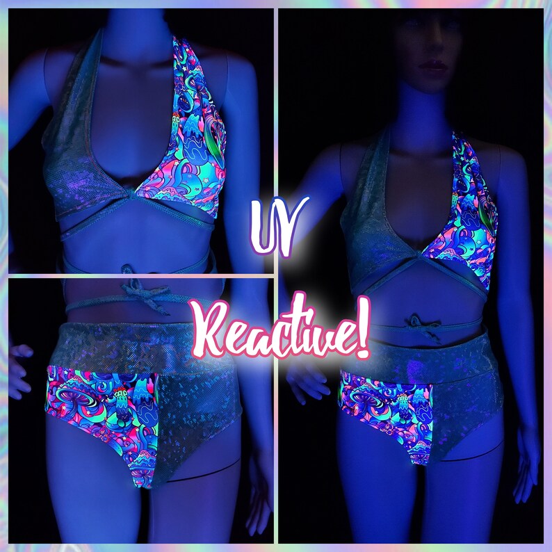 13 Collection SHIMMERING MUSHIES UV Reactive Rave Outfit Etsy