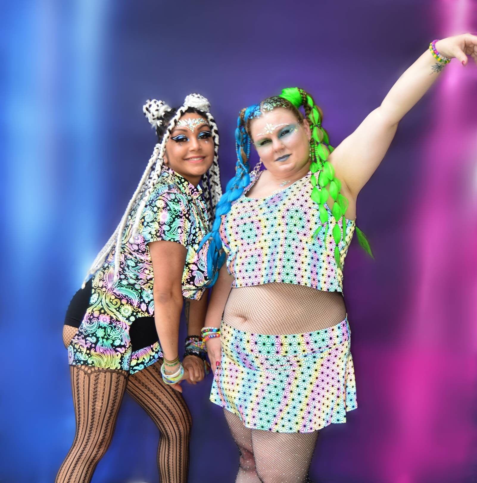 Rainbow Reflective Chaps and Crop Top Rave Top Rave Chap Etsy