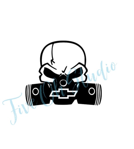 Chevrolet Skull Piston Gas Mask Sticker Window Vinyl Decal Sport Camaro Cruze