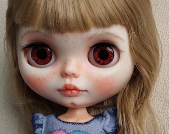 Blythe doll, ash blonde hair. Nordic girl