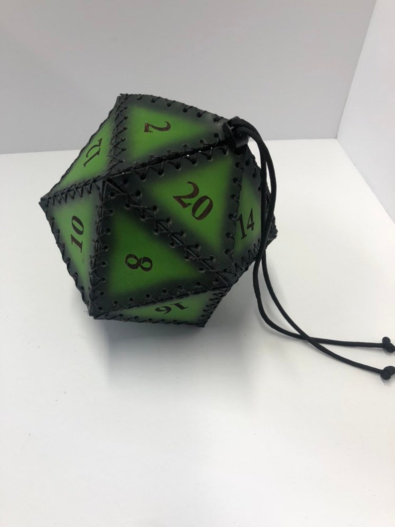 Leather D20 shaped dice bag dice bag leather dice bag ttrpg Etsy