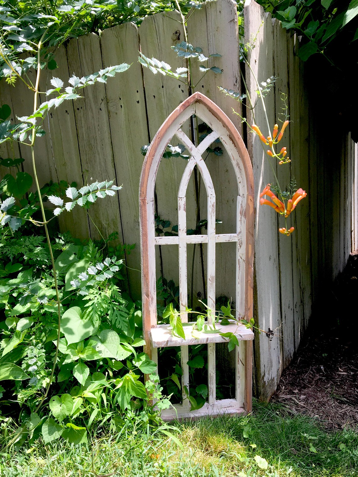 Arch window Farmhouse cottage arch window with shelf Etsy