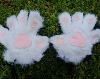 PAWSTAR Paw Arm Warmers 3102 CLAWH Furry Fingerless Gloves Kittenplay White
