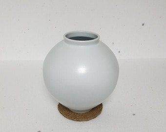 Handmade Korean Matte Baekja White Porcelain Moon Jar (달 항아리), Pottery, Home Decor