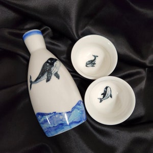 手作り韓国Chunghwa Baekja白磁酒器セット - クジラ、ピッチャー＆カップ、焼酎、マッコリ
