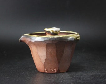 Handmade Wood Fired Korean Natural Glaze Carved Shiboridashi Gaiwan Teapot