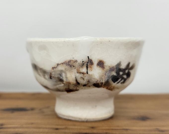 Featured listing image: Handmade Charcoal Fired Korean Baekja Tea Cup - Cat