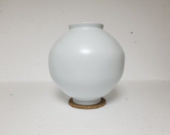 Handmade Korean Matte Baekja White Porcelain Moon Jar (달 항아리), Pottery, Home Decor