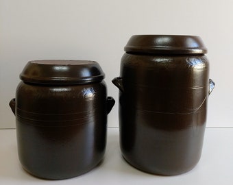 Handmade Korean Onggi 10 L (2.6 Gal) & 20 L (5.2 Gal) Jar / Crock for Aging Fermentation Pickling Kimchi, Gochujang, Makgeoli, and Tea