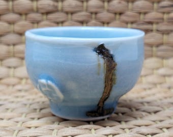 Handmade Charcoal Fired Korean Ceramic Teacup with Iron Painting
