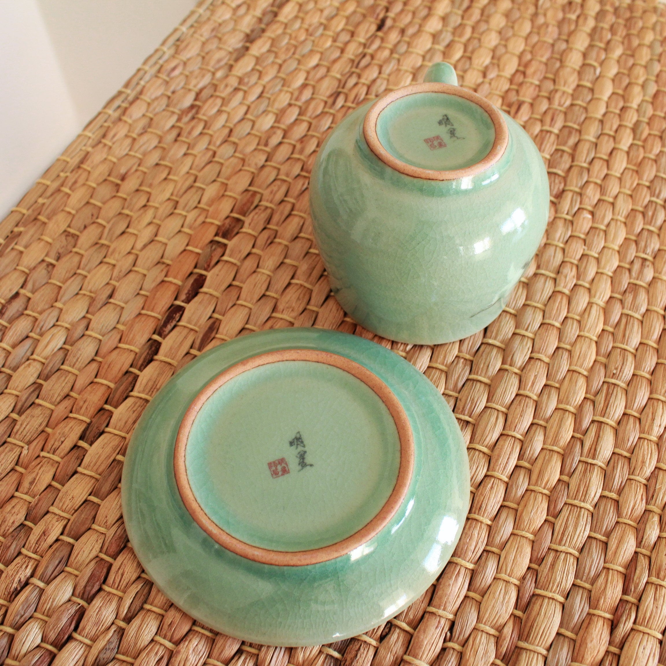 3 Cranes Handmade Korean Celadon Tea Set for 2 Tea Cup Etsy