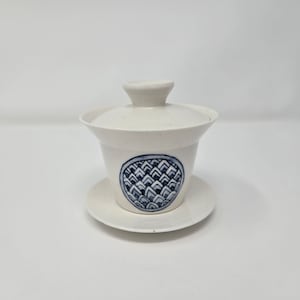 Bule de cerâmica artesanal coreano Chunghwa Baekja porcelana branca Gaiwan, Gong Fu Cha, cerimônia de chá