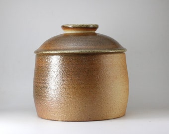 Handmade Wood Fired Korean Natural Glazed Ceramic Tea Caddy for Loose Tea Storage