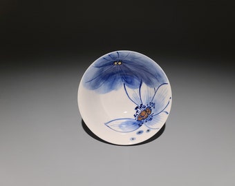 Handmade Korean Chunghwa Baekja White Porcelain Teacup - Golden Lotus