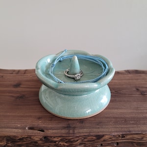Lotus Leaf Ring Holder, Dish for Bracelets and Jewelry - Handmade Korean Celadon Ceramic