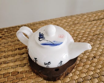 Handmade Korean Baekja White Porcelain Teapot with Lotus Chunghwa by Master Potter Shin Wang Gun