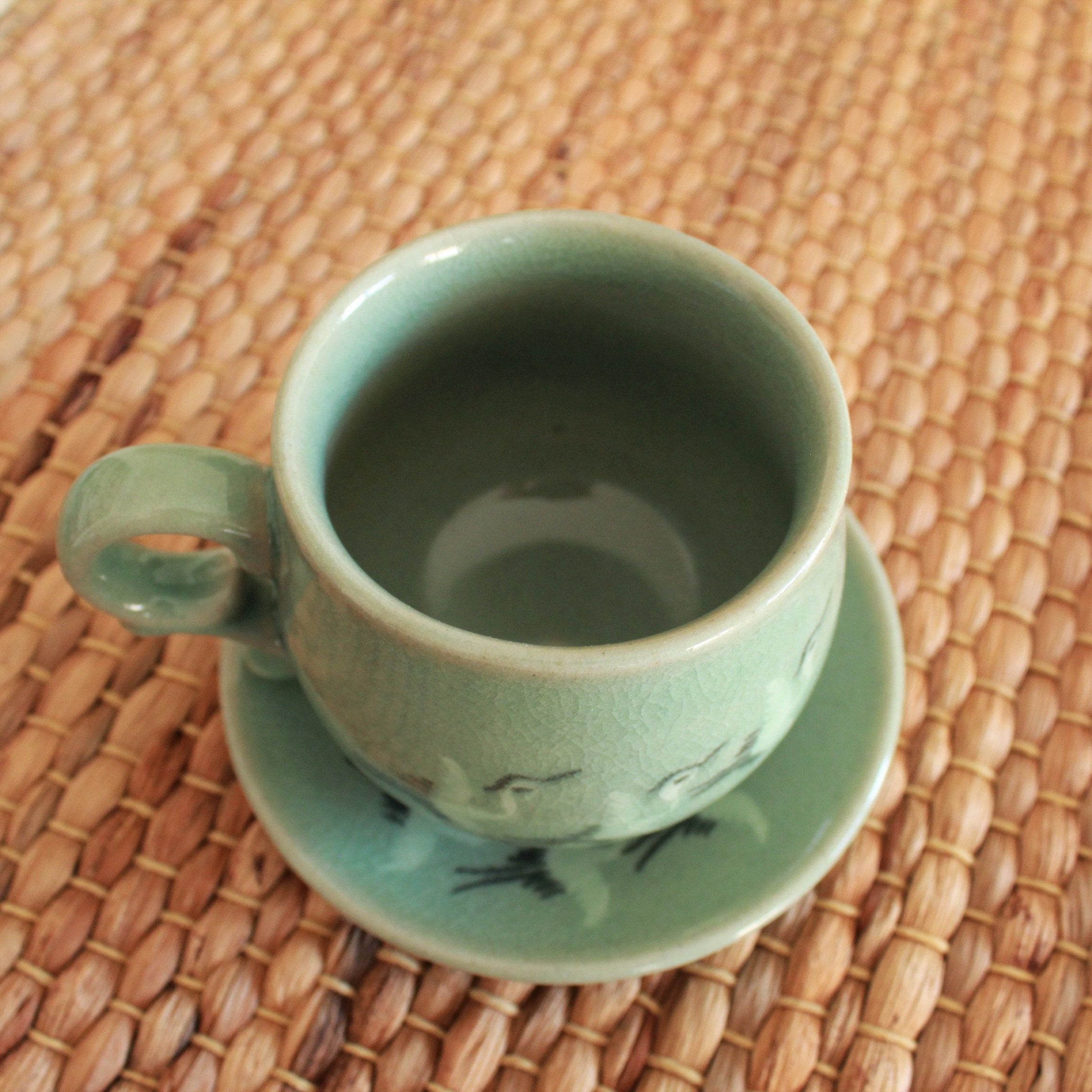 Infuser Cup Set of 2 - Korean Celadon 'Crane', Zen Tea