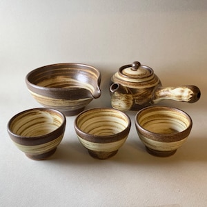 手作り韓国灰釉茶器セット：急須、ティーカップ3個 - Etsy 日本