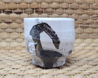 Handmade Charcoal Fired Korean Tea Cup with Iron Painting, Gong Fu Cha, Tea Ceremony