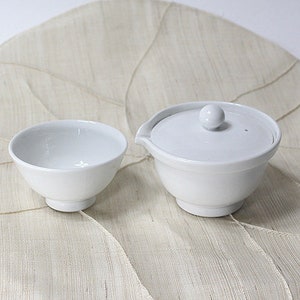 Handmade Korean Baekja White Porcelain Tea Set for 1, Shiboridashi, Gaiwan, Gong Fu Cha, Tea Ceremony