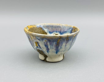 Handmade Charcoal Fired Korean Tea Cup with Wave Patterns