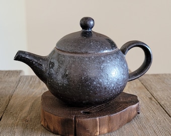 Handmade Wood-Fired Korean Black Glaze Tea Pot - Starry Night