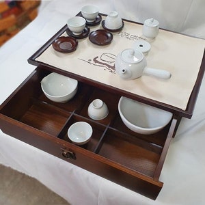 Handcrafted Korean Wooden Tea Table, Gong Fu Cha, Tea Ceremony