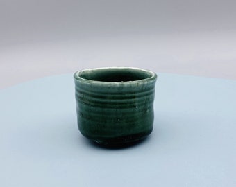 Handmade Charcoal Fired Korean Oribe Glaze Teacup / Sake Cup