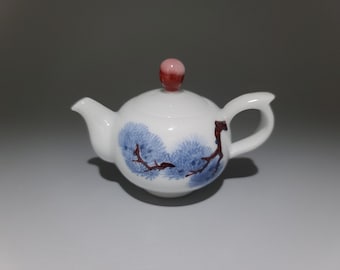 Handmade Korean Chunghwa Baekja White Porcelain Ceramic Teapot - Pine Tree