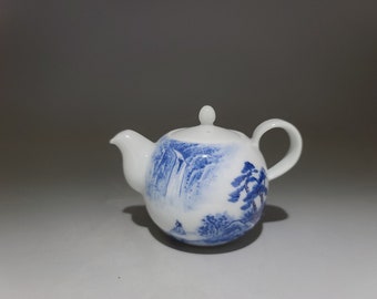 Handmade Korean Chunghwa Baekja White Porcelain Ceramic Teapot - Peony Flower