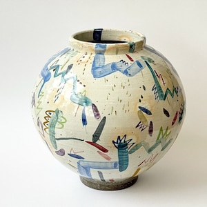 Handmade Korean Buncheong Moon Jar
