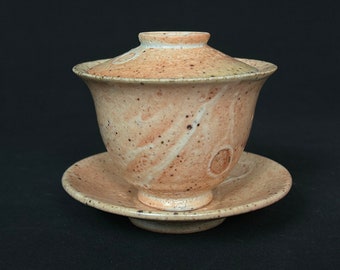 Handmade Korean Wood-Fired Shino Glaze Ceramic Gaiwan Tea Set, Gong Fu Cha, Tea Ceremony