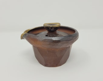 Handmade Wood Fired Korean Natural Glaze Carved Shiboridashi Gaiwan Teapot