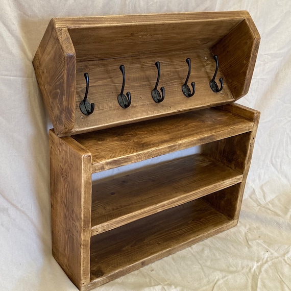 Reclaimed Wood Coat Rack and Shoe Rack. Etsy